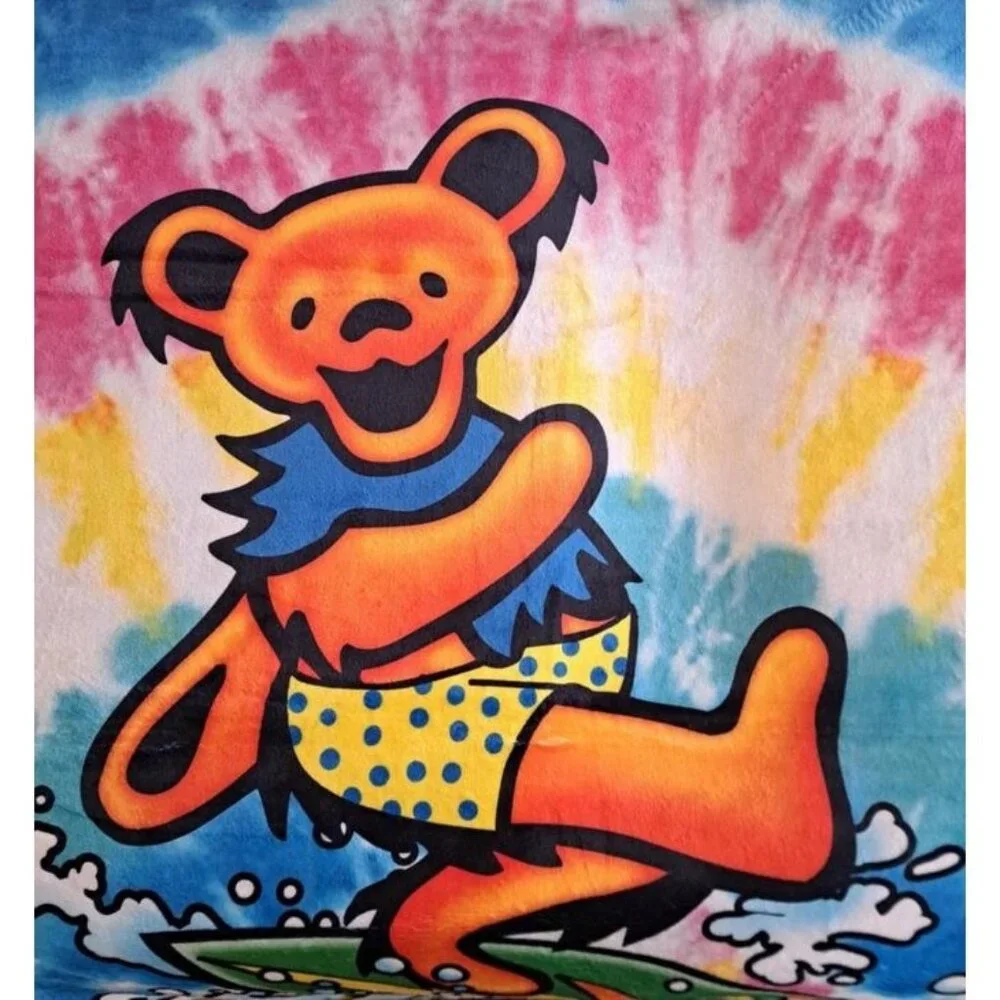 Surfing Grateful Dead Beach Bath Pool Gift Towel Cotton Dancing Bear Waves New